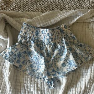 Free People Movement Get Your Flirt On Floral Blue Women's Shorts